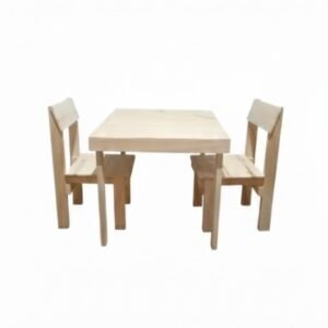 Set Infantil de Mesa y 2 Sillas de Madera Pino.