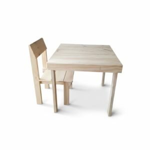 ​✏️ Juego de Mesa y Silla Infantil de Madera (Pino)