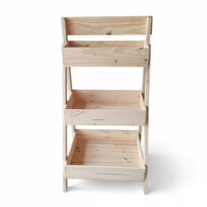 Canasto Verdulero de Pino de 3 Niveles